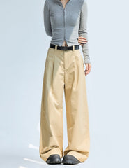 Pleated Relaxed Fit Wide Leg Suit Trousers