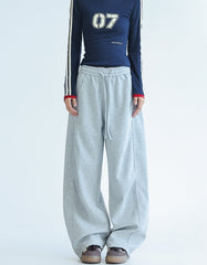 Pleated Wide Leg Relaxed Fit Casual Sweatpants