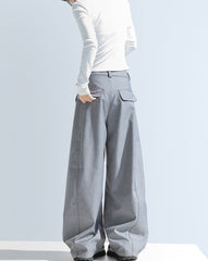 Pleated Wide Leg Relaxed Fit Trousers Black