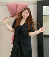 Plus Size Loose Black Summer Dress