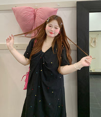 Plus Size Loose Black Summer Dress