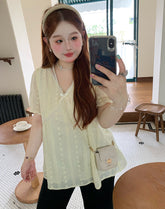 Plus Size Loose Short Sleeve Shirt Vacation Style