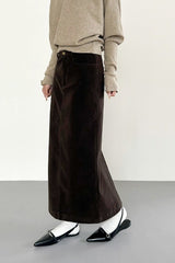 Plus Size Vintage High Waisted Slit A Line Midi Skirt