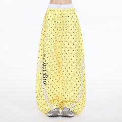 Polka Dot Letter Print Casual Wide Leg Pants
