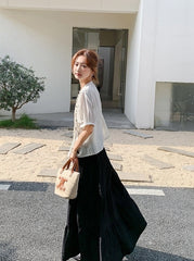 Polka Dot Ruffle Blouse And Skirt Set