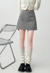 Polka Dot Blend A Line Mini Skirt