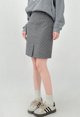 Polka Dot Blend Bodycon Midi Skirt