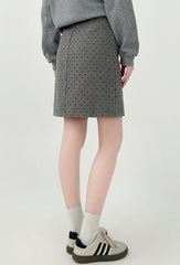 Polka Dot Blend Split Hem Midi Skirt