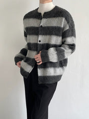 Premium Heavyweight Striped Cardigan Knit Jacket