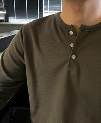 Premium Loose Fit Long Sleeve Henley Shirt