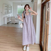 Purple Denim Sleeveless Maxi Dress Elegant Summer Style