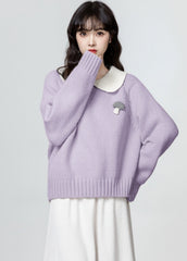 Purple Doll Collar Knit Sweater Top