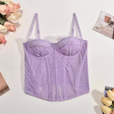 Purple Lace Corset Bustier Top