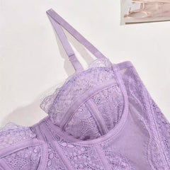 Purple Lace Corset Bustier Top