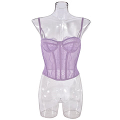 Purple Sheer Mesh Corset Top
