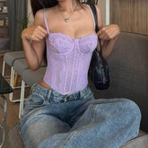 Purple Sheer Mesh Corset Top