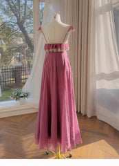 Purple Vintage Lace Trim Ruffle Maxi Dress