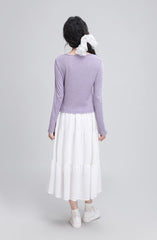 Purple Vneck Slim Knit Top