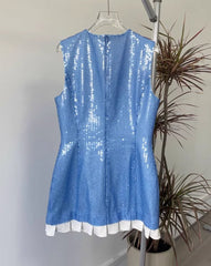 Blue Sequin Embellished Dress