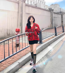 Red Abstract Pattern Cozy Sweater