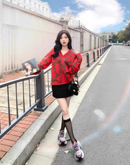 Red Abstract Pattern Cozy Sweater