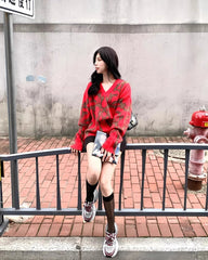 Red Abstract Pattern Cozy Sweater