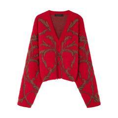 Red Abstract Pattern Cozy Sweater