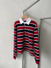 Red And Blue Stripes Long Sleeve Polo