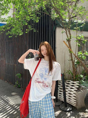 Red Box Loose Fit White T-Shirt