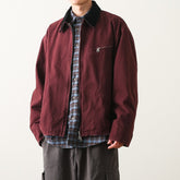 Red Contrast Collar Zip-Up Jacket