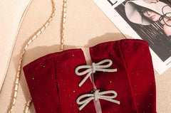 Red Corset Bowknot Accent Top