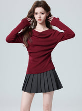 Red Floral Knit Sweater With Slim Fit Design