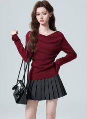 Red Floral Knit Sweater With Slim Fit Design