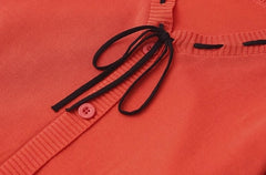 Red Front Lace Button-Down Cardigan