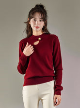 Red Hollow Knit Sweater For Casual Chic
