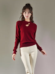 Red Hollow Knit Sweater For Casual Chic