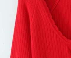 Red Knitted Sweater Lace Dress