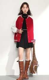 Red Oversized Varsity Jacket