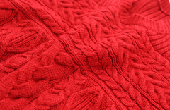 Red Round Neck Twist Knit Sweater