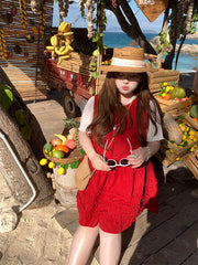 Red Sleeveless Vacation Dress