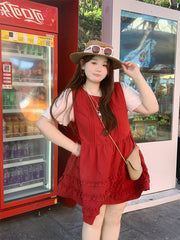 Red Sleeveless Vacation Dress
