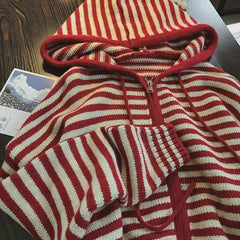 Red Stripes Hooded Jacket