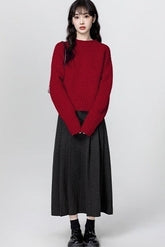 Red Turtleneck Knit Sweater Winter Short Pullover