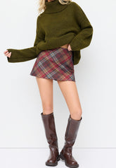 Red Vintage Tartan Mini Skirt