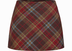 Red Vintage Tartan Mini Skirt