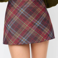 Red Vintage Tartan Mini Skirt