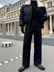 Relaxed Fit Black Washed Straight Leg Jeans