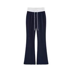 Relaxed Fit Patchwork Waist Casual Drape Pants