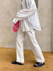 Relaxed Fit Washed Casual Pants