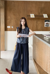 Relaxed Style High Waist Wide Leg Pants Set